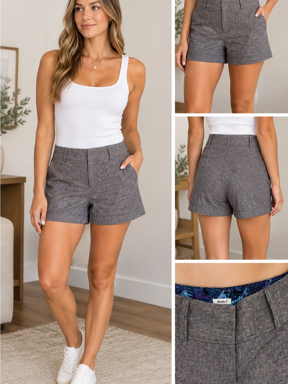 Studio Y Maurice’s NWT Brown High-Waist Tailored Shorts Women’s 5/6 - Picture 3 of 4